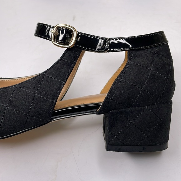 CAUNBEILY Mary Jane pumps Black Chunky Low Heel Ankle Strap Square Toe NWOT  8 - Picture 8 of 14